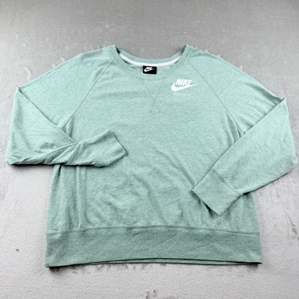 VTG Nike Women's 1X Sportswear Crewneck Sweatshirt Green Heathered Pullover